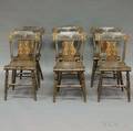 Set of Six Pennsylvania Classical Polychrome Paintdecorated Wood Side Chairs