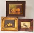 AngloAmerican School 19th Century Three Framed Works English Oak Two Oranges