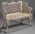 Whitepainted Rococostyle Cast Iron Garden Settee