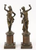 Pair of Bronze Sculptures Dionysus  Maenad