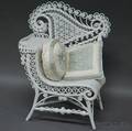 Late Victorian Fancy Woven Whitepainted Wicker Photographers Chair
