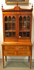 Federalstyle Inlaid Mahogany Glazed Writing DeskBookcase
