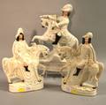 Three Large Staffordshire Pottery Mantel Figures