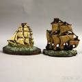 Two Polychromepainted Cast Iron Ship Doorstops