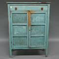 Bluepainted Wood and Punched Tin Twodoor Pie Safe