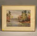 Gertrude Carter American 20th Century Autumn LightNew England Lake View with Birches