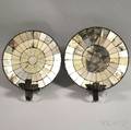 Pair of Mirrored Tin Singlelight Candle Wall Sconces