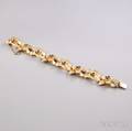 Brushed 14kt Gold and Sapphire Abstract Floral Bracelet