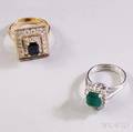 Two 14kt Gold Gemstone and Diamond Rings