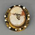 10kt Gold and Freshwater Pearlframed Shellcarved Cameo PendantBrooch