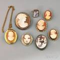Group of Mostly Shellcarved Cameo Jewelry