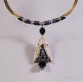 14kt Gold Sapphire and Diamond Pendant Necklace