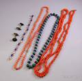 Group of Hardstone and Coral Jewelry