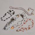 Six Handstrung and Knotted Semiprecious andor Hardstone Necklaces