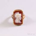 18kt Gold and Hardstone Cameo Ring