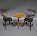 Pair of Windsor Rodback Side Chairs and a Federal Cherry Candlestand with Drawer