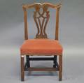 Chippendale Upholstered Carved Walnut and Cherry Side Chair