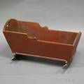 Redpainted Wooden Rocking Open Cradle