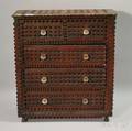 Tramp Art Notchcarved Wood Fivedrawer Chest