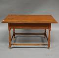 Breadboardtop Maple Tavern Table with Two Drawers and Stretcher Base