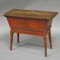 Redpainted Poplar Standing Splayleg Dough Box with Cover
