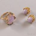 14kt Gold and Lavender Jade Earrings and Ring