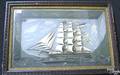 Carved and painted diorama of the sailing ship