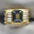 18kt Gold Blue Topaz and Diamond Ring