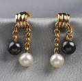 18kt Tricolor Gold and Cultured Pearl Earpendants Cartier