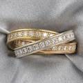 18kt Tricolor Gold and Diamond Trinity Ring Cartier