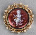 Antique 18kt Gold Limoges Enamel and Diamond Brooch Tiffany  Co