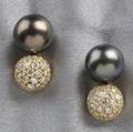 18kt Gold Tahitian Pearl and Diamond Earrings