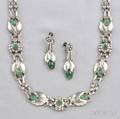 830 Silver and Green Onyx Necklace and Earpendants Georg Jensen