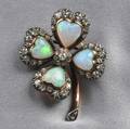 Antique Opal and Diamond Clover Brooch