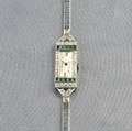 Art Deco Platinum Emerald and Diamond Wristwatch