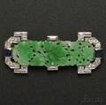 Art Deco Platinum Jadeite Sapphire and Diamond Brooch Mauboussin