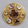 Victorian 14kt Gold Gemset Plaid Brooch