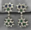 Platinum Emerald Sapphire and Diamond Flower DayNight Earpendants Tiffany  Co