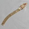 Retro 14kt Rose Gold Ruby and Diamond Wristwatch Hamilton