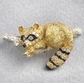 Diamond and Enamel Raccoon Brooch McTeigue