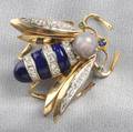 14kt Gold Enamel and Gemset Insect Brooch