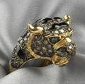 18kt Gold Enamel Colored Diamond and Emerald Figural Ring