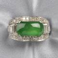 18kt White Gold Jadeite and Diamond Ring