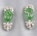 18kt White Gold Jadeite and Diamond Earrings