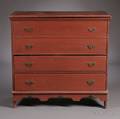 Redpainted Poplar Chest over Two Drawers