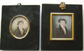 Two miniature watercolor on ivory portraits of gentlemen earlymid 19th c