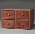 Redpainted Wooden Case of Four Drawers