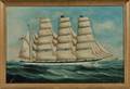 American School Late 19thEarly 20th Century Portrait of the Fourmasted Steel Barque Dirigo in Coastal Waters