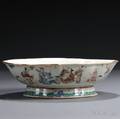 Figuraldecorated Oval Footed Chinese Export Porcelain Bowl