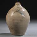 Stoneware Jug with Incised Cobalt Leaf Decoration